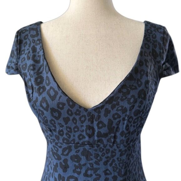 BB Dakota Women's Dress Blue Black Animal Print Bodycon Back Zipper Size 8 NWOT - Picture 4 of 12